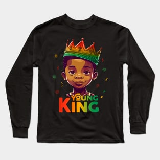 Black History Month Shirts For Young King Afro Boys Kids Long Sleeve T-Shirt